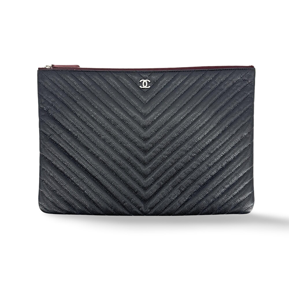 Chanel Charm O Case Chevron Lambskin Medium